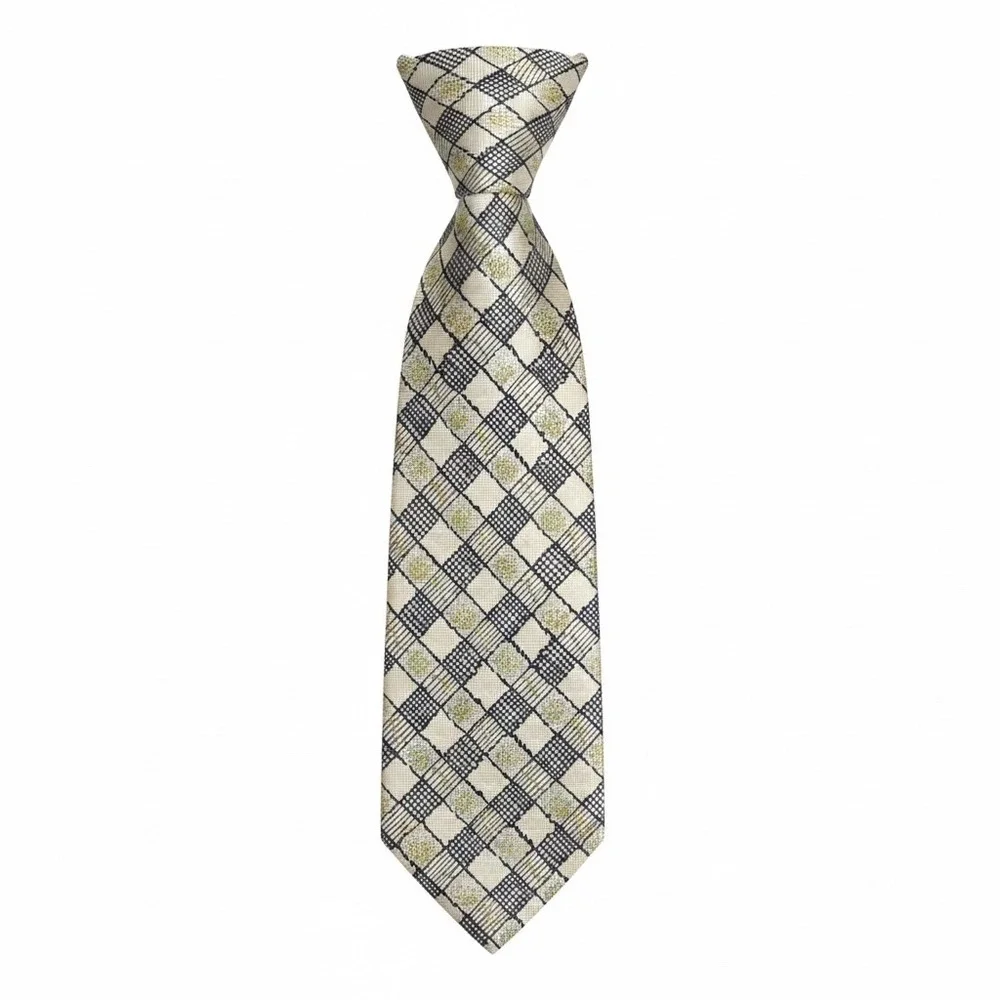Vintage  Enrico Alloni Milano Italy Silk Tie Geometric Grid pattern